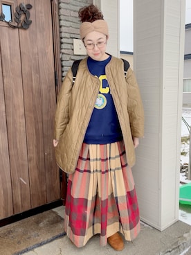 「スエット」｜「アイテム（ノーカラージャケット）」を使った、未央  ‪ ‪ さん（レディース・169cm）の冬コーディネート