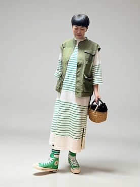 「アイテム（かごバッグ）」を使った、未央  ‪ ‪ さん（レディース・170cm）の冬コーディネート