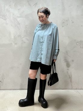 「chuclla（チュクラ）のシームレス ワイドロングブーツ chs25a013（ブーツ、ブラック系）」を使った、未央  ‪ ‪ さん（レディース・170cm）の春コーディネート