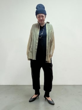 「antiqua（アンティカ）の裾リブテーパードパンツ（その他パンツ、ブラック系）」を使った、未央  ‪ ‪ さん（レディース・170cm）の夏コーディネート