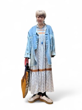 「アイテム（デニムジャケット）」を使った、未央  ‪ ‪ さん（レディース・169cm）の秋コーディネート