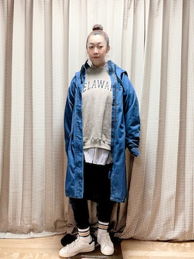 「グレー」｜「アイテム（モッズコート）」を使った、未央  ‪ ‪ さん（レディース・169cm）の春コーディネート