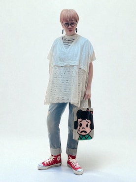 「アイテム（ピアス（両耳用））」を使った、未央  ‪ ‪ さん（レディース・169cm）の夏コーディネート