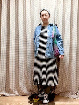 「仕事着」｜「アイテム（デニムジャケット）」を使った、未央  ‪ ‪ さん（レディース・169cm）の春コーディネート