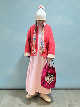 「アイテム（ノーカラーコート）」を使った、未央  ‪ ‪ さん（レディース・170cm）の冬コーディネート