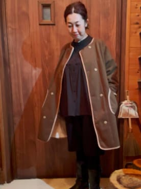 「仕事着」｜「アイテム（ノーカラージャケット）」を使った、未央  ‪ ‪ さん（レディース・169cm）の冬コーディネート