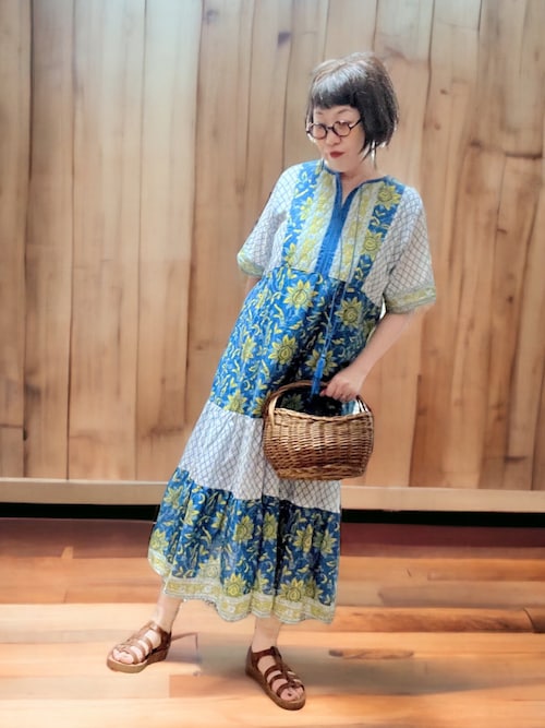 Peridot by sara malltkaブロックプリントワンピース Peridot by sara malltkaブロックプリントワンピース Peridot by sara