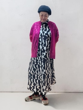 「wee9s（ウィークス）のdaily daily knit beret / デイリーデイリーニットベレー帽（ハンチング/ベレー帽、ブラック系）」を使った、未央  ‪ ‪ さん（レディース・170cm）の春コーディネート