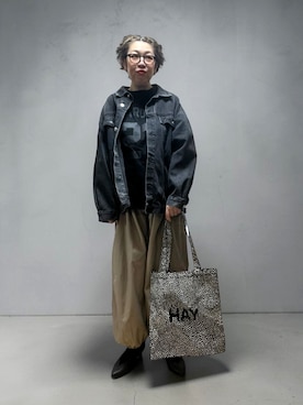 「アイテム（デニムジャケット）」を使った、未央  ‪ ‪ さん（レディース・170cm）の春コーディネート