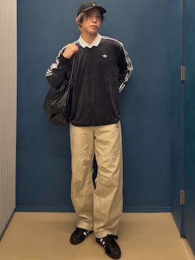 「adidas（アディダス）のアイテム（帽子）」を使った、Kncnさん（メンズ・181cm）の春コーディネート