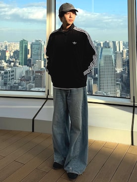 「adidas(アディダス)のアイテム(キャップ)」を使った、Kncnさん(メンズ・181cm)の冬コーディネート
