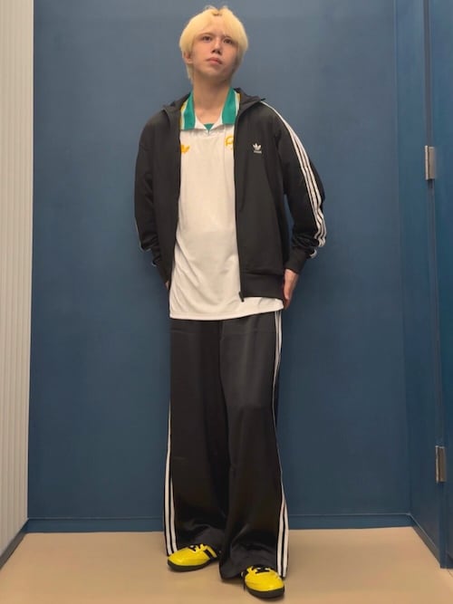 サテン ワイドレッグ トラックパンツ / バギーパンツ