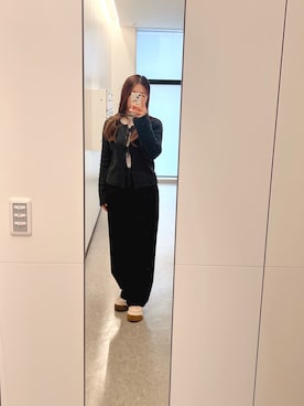「GU（ジーユー）のアイテム（カーディガン/ボレロ）」を使った、おみなさん（レディース・158cm）の冬コーディネート