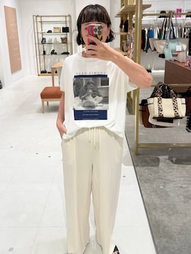 「Elura（エルーラ）のLIFE PICTURE COLLECTIONドルマンTシャツ/676312（Tシャツ/カットソー、ホワイト系）」を使った、maturi0108さん（レディース・164cm）の夏コーディネート