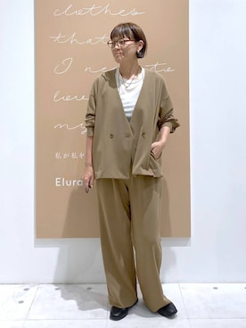 「Elura（エルーラ）のサマ見えリラクシージャケット/1052453（テーラードジャケット、ベージュ系）」を使った、maturi0108さん（レディース・164cm）の秋コーディネート
