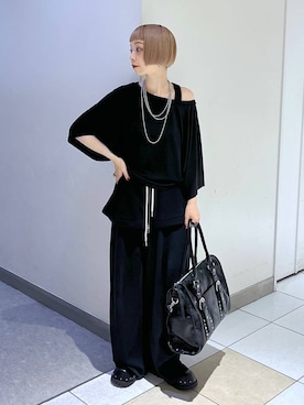 「JEANASIS（ジーナシス）のスタッズボリュームサボ/571517（サンダル）」を使った、JS_yoccoさん（レディース・155cm）の夏コーディネート