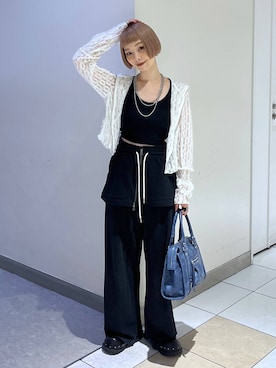 「JEANASIS（ジーナシス）のスタッズボリュームサボ/571517（サンダル）」を使った、JS_yoccoさん（レディース・155cm）の夏コーディネート