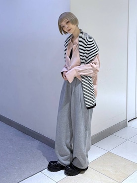 「アイテム（ストール/ショール）」を使った、JS_yoccoさん（レディース・155cm）の秋コーディネート