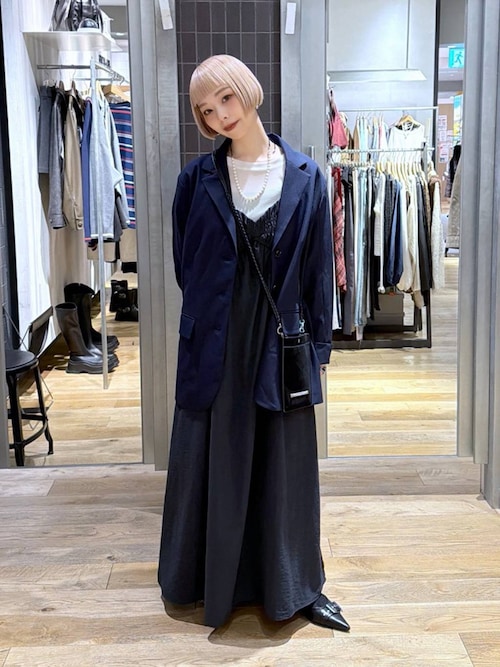 JEANASIS【eL＋1】おねさん着用 ジャストレギンス ブラック 完売品 セール】シャーリングキャミドレス/592733（ワンピース）｜JEANASIS