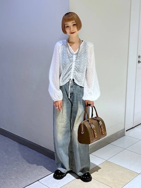 「JEANASIS（ジーナシス）のスタッズボリュームサボ/571517（サンダル）」を使った、JS_yoccoさん（レディース・155cm）の夏コーディネート