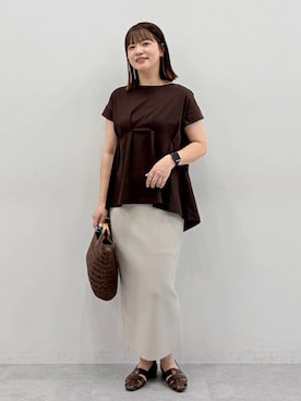 「Elura（エルーラ）のグルカパンプス/637045（パンプス、ブラウン系）」を使った、suzuyuuさん（レディース・159cm）の春コーディネート