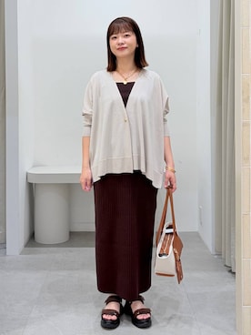 「Elura（エルーラ）のマンテルチェーンコインネックレス/591816（ネックレス、ゴールド系）」を使った、suzuyuuさん（レディース・159cm）の春コーディネート