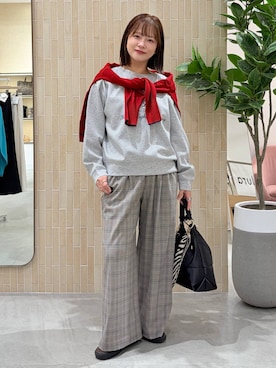 「Elura（エルーラ）のトライアングル2WAYトート/1068894（トートバッグ、ブラック系）」を使った、suzuyuuさん（レディース・159cm）の秋コーディネート