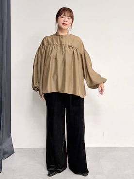 「Elura（エルーラ）のアイロンいらずシアーブラウス/1055351（シャツ/ブラウス、グリーン系）」を使った、suzuyuuさん（レディース・159cm）の夏コーディネート
