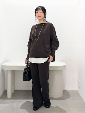 「Elura（エルーラ）の毛玉しらずボートプルオーバー/571778（ニット/セーター）」を使った、suzuyuuさん（レディース・159cm）の秋コーディネート