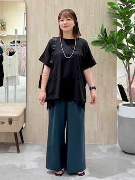 「Elura（エルーラ）のステンレスボールチェーンロングネックレス/1017476（ネックレス、シルバー系）」を使った、suzuyuuさん（レディース・159cm）の夏コーディネート