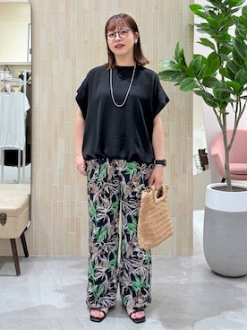 「Elura（エルーラ）のステンレスボールチェーンロングネックレス/1017476（ネックレス、シルバー系）」を使った、suzuyuuさん（レディース・159cm）の夏コーディネート