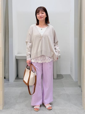 「Elura（エルーラ）の裾レースタンク/605388（タンクトップ、ホワイト系）」を使った、suzuyuuさん（レディース・159cm）の春コーディネート
