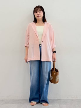 「Elura（エルーラ）のライトチョーカー/632926（ネックレス、ゴールド系）」を使った、suzuyuuさん（レディース・159cm）の春コーディネート