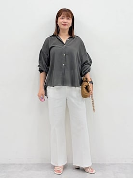 「Elura（エルーラ）の2WAYクロスサンダル/646446（サンダル、ホワイト系）」を使った、suzuyuuさん（レディース・159cm）の夏コーディネート