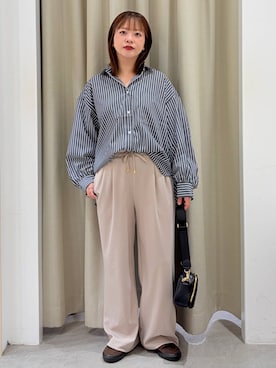 「Elura（エルーラ）のアイロンいらずレギュラーシャツ/1067304（シャツ/ブラウス、その他）」を使った、suzuyuuさん（レディース・159cm）の秋コーディネート