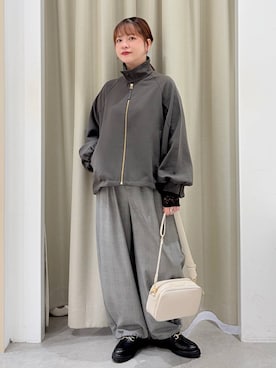「Elura（エルーラ）のWクロスブルゾン/1043476（ブルゾン、グレー系）」を使った、suzuyuuさん（レディース・159cm）の秋コーディネート