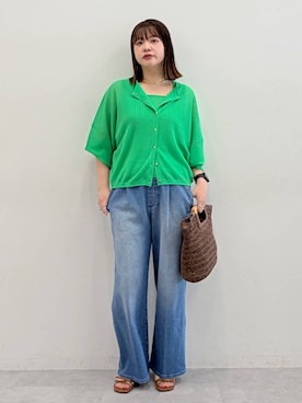 「Elura（エルーラ）のライトチョーカー/632926（ネックレス、ゴールド系）」を使った、suzuyuuさん（レディース・159cm）の春コーディネート