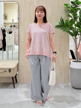 「Elura（エルーラ）のマンテルチェーンコインネックレス/591816（ネックレス、ゴールド系）」を使った、suzuyuuさん（レディース・159cm）の夏コーディネート
