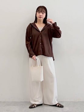 「Elura（エルーラ）のライトチョーカー/632926（ネックレス、ゴールド系）」を使った、suzuyuuさん（レディース・159cm）の春コーディネート
