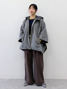 「アイテム（ポンチョ）」を使った、suzuyuuさん（レディース・159cm）の冬コーディネート
