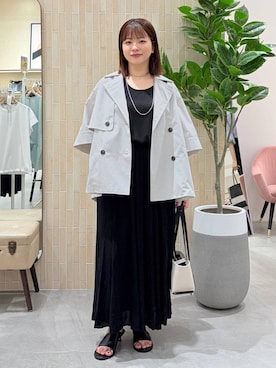 「Elura（エルーラ）のステンレスボールチェーンロングネックレス/1017476（ネックレス、シルバー系）」を使った、suzuyuuさん（レディース・159cm）の春コーディネート