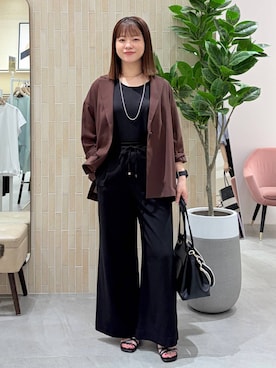 「Elura（エルーラ）のステンレスボールチェーンロングネックレス/1017476（ネックレス、シルバー系）」を使った、suzuyuuさん（レディース・159cm）の春コーディネート