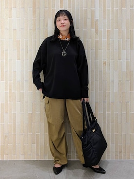 「アイテム（カーゴパンツ）」を使った、suzuyuuさん（レディース・159cm・40代）の秋コーディネート