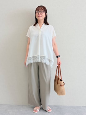 「Elura（エルーラ）の2WAYクロスサンダル/646446（サンダル、ホワイト系）」を使った、suzuyuuさん（レディース・159cm）の夏コーディネート