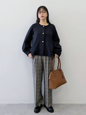 「アイテム（ノーカラージャケット）」を使った、suzuyuuさん（レディース・159cm・40代）の冬コーディネート