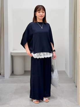 「Elura（エルーラ）の裾レースタンク/605388（タンクトップ、ホワイト系）」を使った、suzuyuuさん（レディース・159cm）の春コーディネート