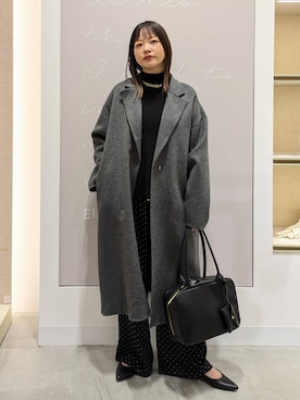 「体型カバー」｜「アイテム（チェスターコート）」を使った、suzuyuuさん（レディース・159cm）の冬コーディネート