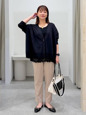 「Elura（エルーラ）のマンテルチェーンコインネックレス/591816（ネックレス、ゴールド系）」を使った、suzuyuuさん（レディース・159cm）の春コーディネート