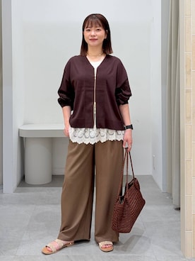 「Elura（エルーラ）の裾レースタンク/605388（タンクトップ、ホワイト系）」を使った、suzuyuuさん（レディース・159cm）の春コーディネート