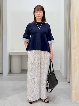 「Elura（エルーラ）のリュクスラインテープBAG　L/633011（ハンドバッグ、ブラック系）」を使った、suzuyuuさん（レディース・159cm）の春コーディネート